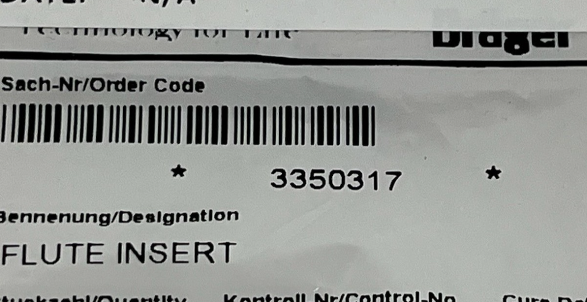 (5) New Dräger 3350317 Flute Inserts for PSS 7000 SCBA - OEM Sealed