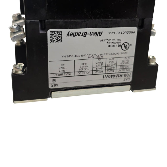 Allen Bradley 700-RM440A1 /B Bulletin 700 Type RM Latch AC Relay 115/120VAC NSMP