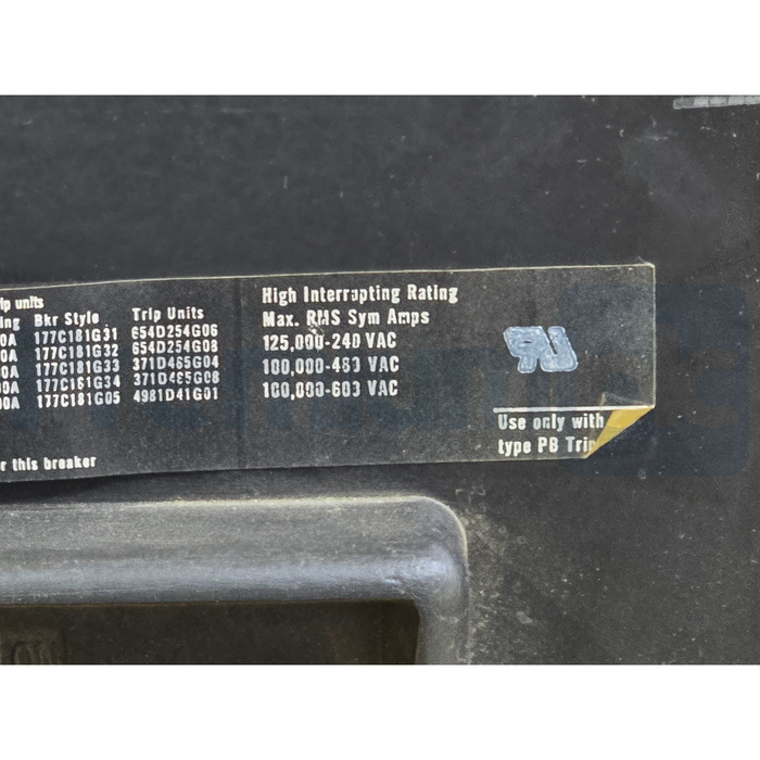 Westinghouse PB22500F 2500A 2-Pole 600V Circuit Breaker 654D456G05 w/ 2000A Trip