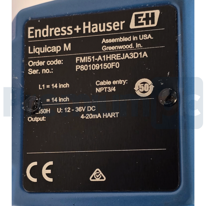 Endress+Hauser Liquicap M FMI51 Capacitance Level Transmitter | FMI51-A1HREJA3D1