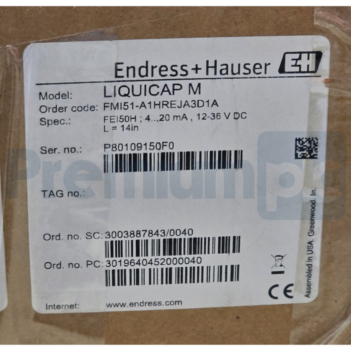 Endress+Hauser Liquicap M FMI51 Capacitance Level Transmitter | FMI51-A1HREJA3D1