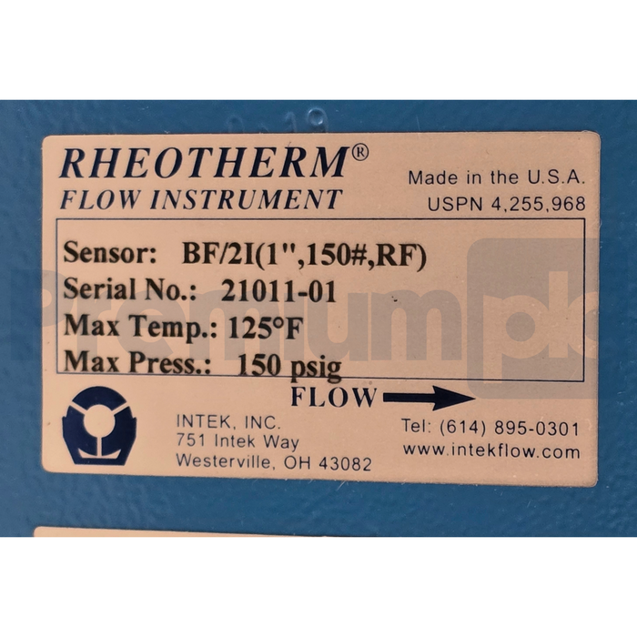 Intek Rheotherm 400-X-BF/2I Dispersion Flow Switch | 120VAC | 1" 150# RF BF/2I