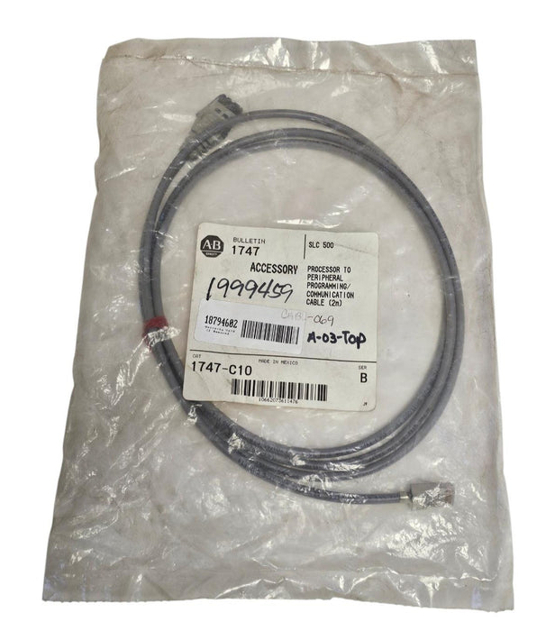 NEW ALLEN BRADLEY 1747-C10 PROCESSOR TO PERIPHERAL PROGRAMMING CABLE SER. B