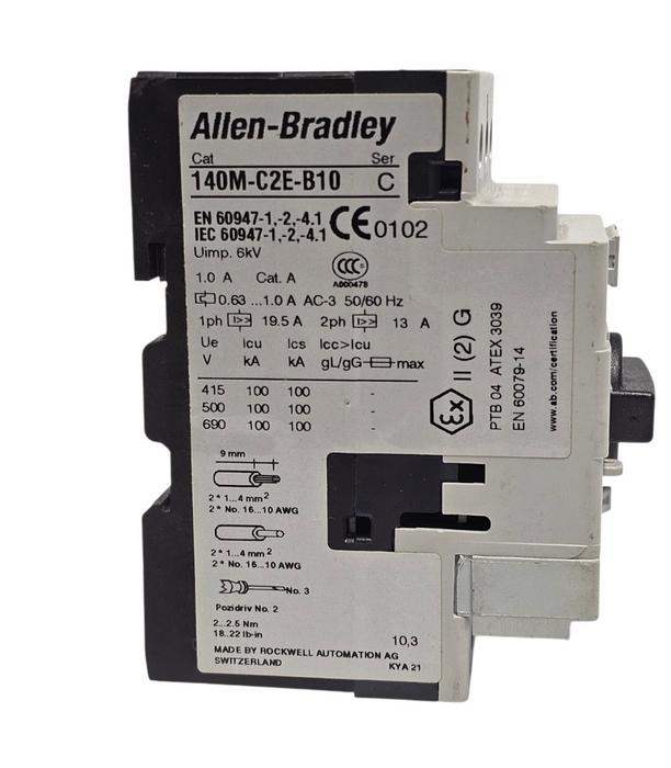 ALLEN BRADLEY 140M-C2E-B10 SER. C MOTOR PROTECTION CIRCUIT BREAKER 140MC2EB10
