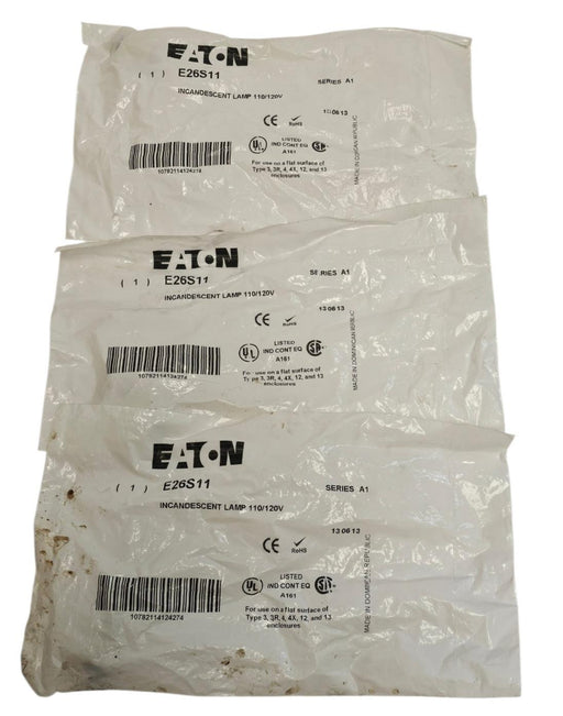 LOT OF 3 NEW EATON E26S11 INCANDESCENT LAMPS 110/120V SERIES A1