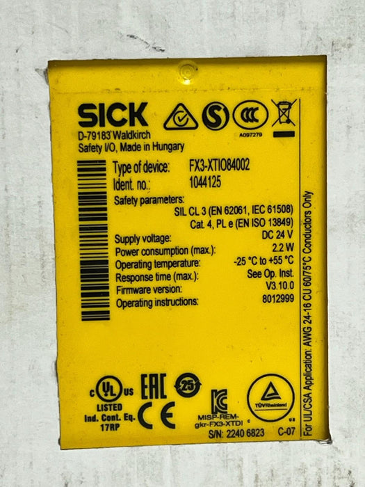 SICK FX3-XTIO Flexi Soft I/O Expansion Module 1044125 NIB Factory Sealed