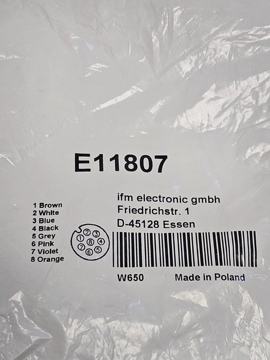 NEW IFM E11807 CORDSET 5M CABLE 8 POLE M12 CONNECTOR