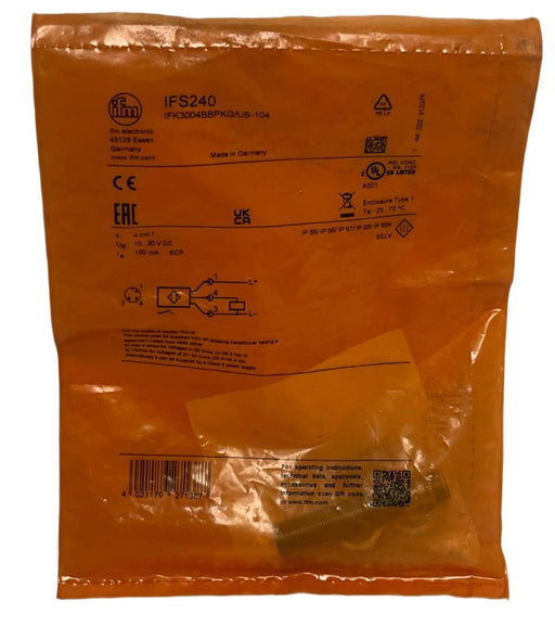 ifm IFS240 Inductive Proximity Sensor IFK3004BBPKG/US-104 NEW