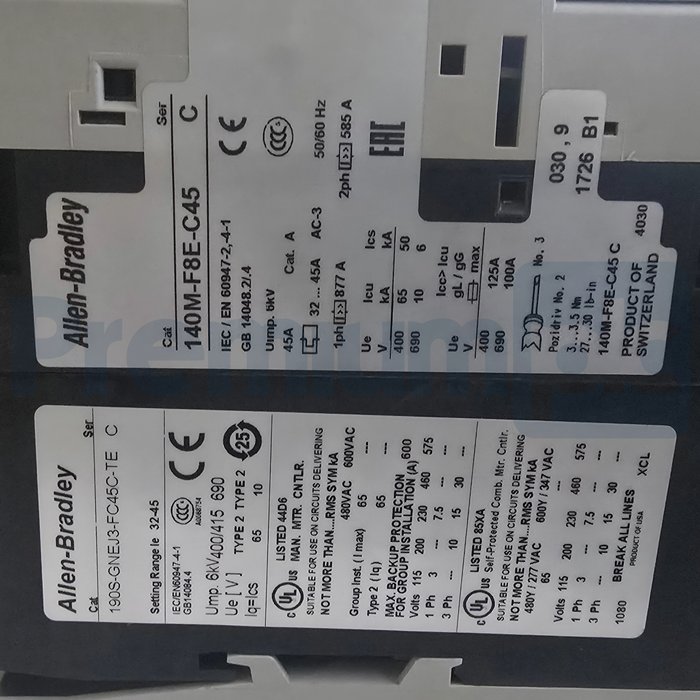 Allen-Bradley 190S-GNEJ3-FC45C-TE /C Compact Combo Starter 32-45A 24V Coil NSMP
