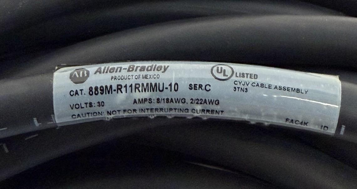 NEW ALLEN BRADLEY 889M-R11RMMU-10 PATCHCORD 12PIN 10M CABLE SER. C
