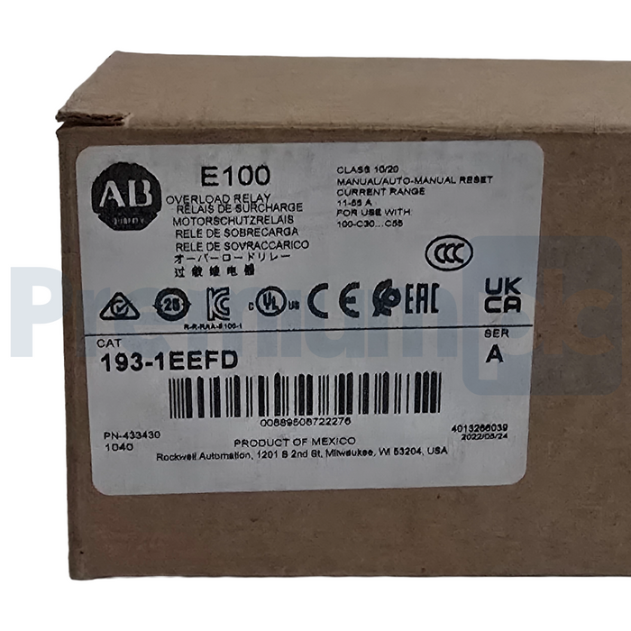 Allen-Bradley 193-1EEFD /A E100 Electronic Overload Relay 11-55A 3-Pole NSMP