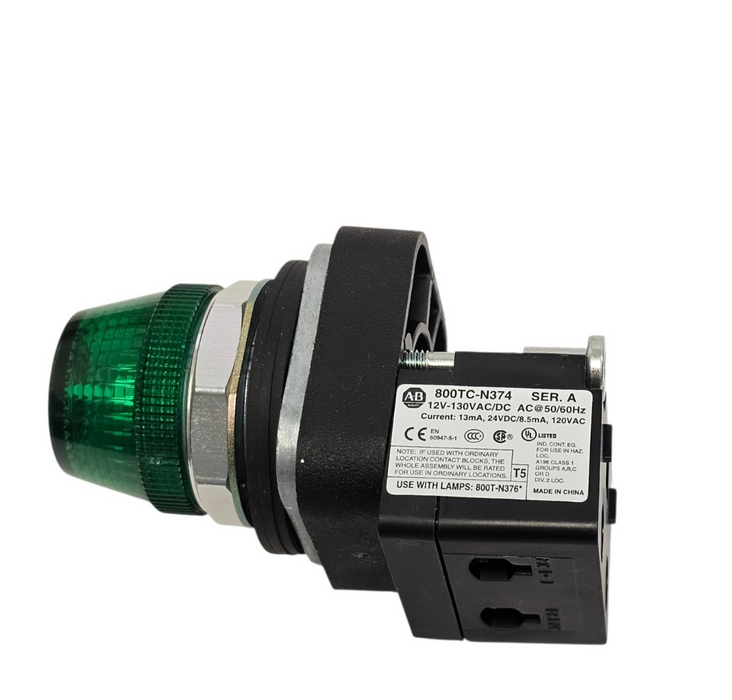 NEW ALLEN BRADLEY 800T-QH2G PILOT LIGHT 800TQH2G SER. V WITH 800TC-N374 SER. A