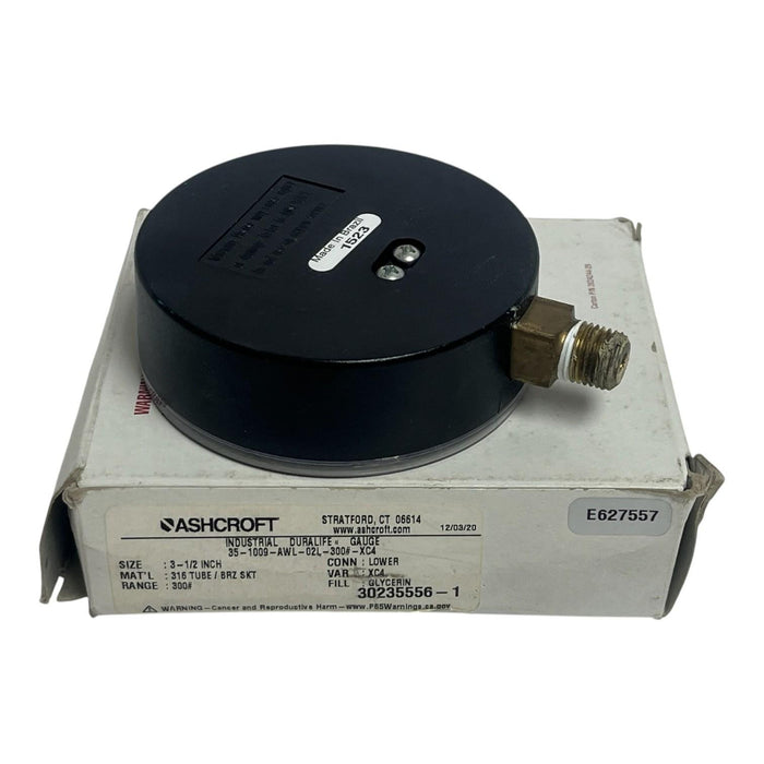 Ashcroft 35-W1005P-02L-XUL Pressure Gauge 3.5" Dial 1/4 NPT - Spare w/ Box