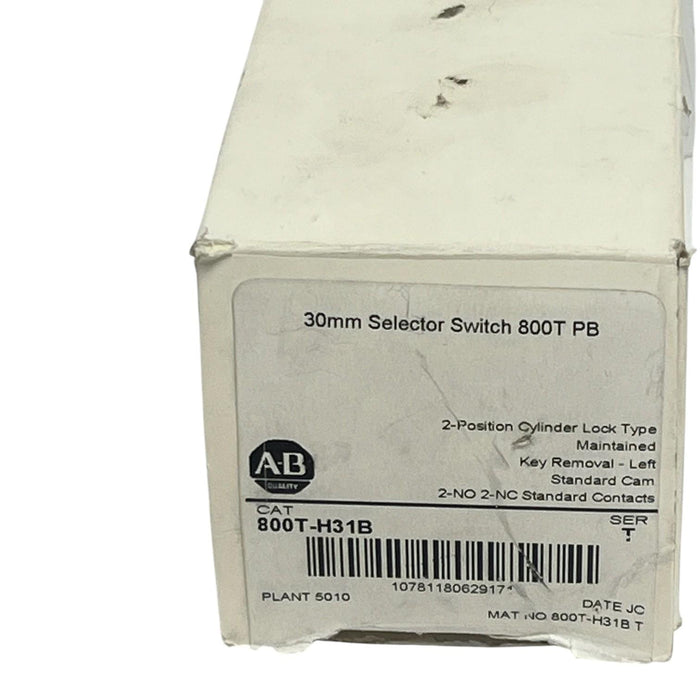 Allen-Bradley 800T-H31B 30mm 2-Position Keyed Selector Switch - NSMP