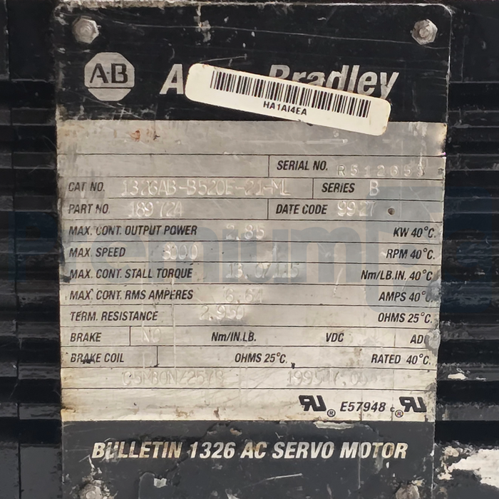 Allen-Bradley 1326AB-B520E-21-ML /B Servo Motor 460V 2.85kW 13.1Nm IP67 REPAIRED