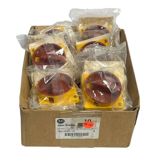 LOT OF 10 Allen-Bradley 194L-HE6N-175 Ser B Red/Yellow Emergency Stop Handles