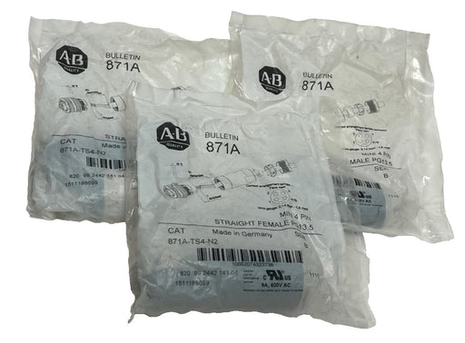 Lot of 3 Allen Bradley 871A-TS4-N2 Ser. B Mini 4-Pin Straight Female PG13.5