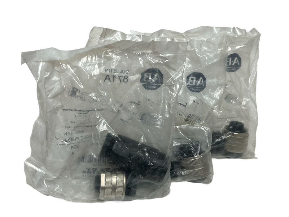 Lot of 3 Allen Bradley 871A-TS4-N2 Ser. B Mini 4-Pin Straight Female PG13.5