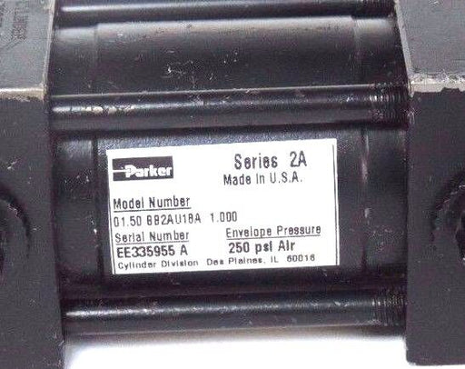 PARKER 01.50 BB2AU18A 1.000 CYLINDER SER. 2A ENVELOPE PRESSURE 250PSI