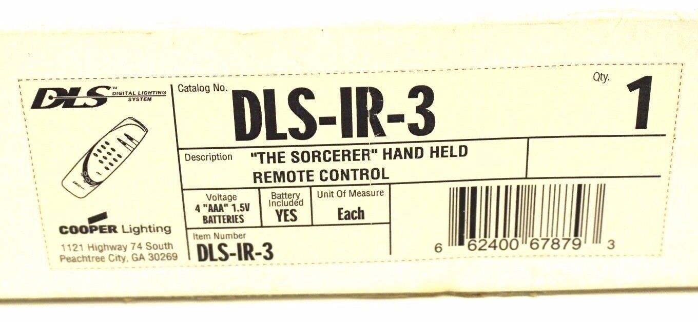 NIB DLS COOPER LIGHTING DLS-IR-3 REMOTE W/BATTERIES DLSIR3