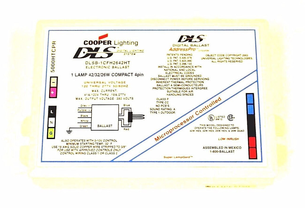 DLS COOPER DLSB-1CFH2642HT ELECTRONIC BALLAST 120-277V 50/60HZ DLSB1CFH2642HT