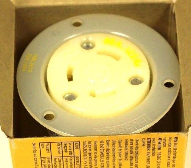 NIB HUBBELL HBL2616 FLANGED RECEPTACLE 30A 125V 2 POLE 3 WIRE CAT. NO. 2616