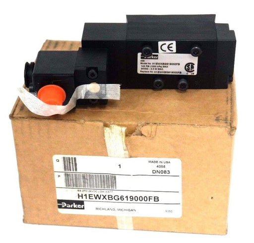 NIB PARKER H1EWXBG619000FB PNEUMATIC VALVE 145PSI MAX, 24VDC, 2.3W MAX, P0293349