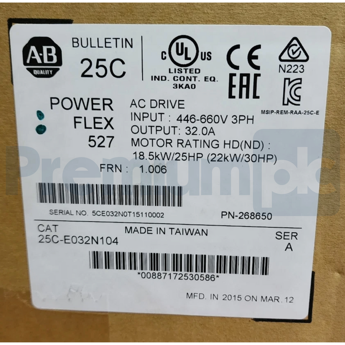 Allen Bradley 25C-E032N104 /A PowerFlex 527 AC Drive 30HP 600V 25CE032N104 NSFS